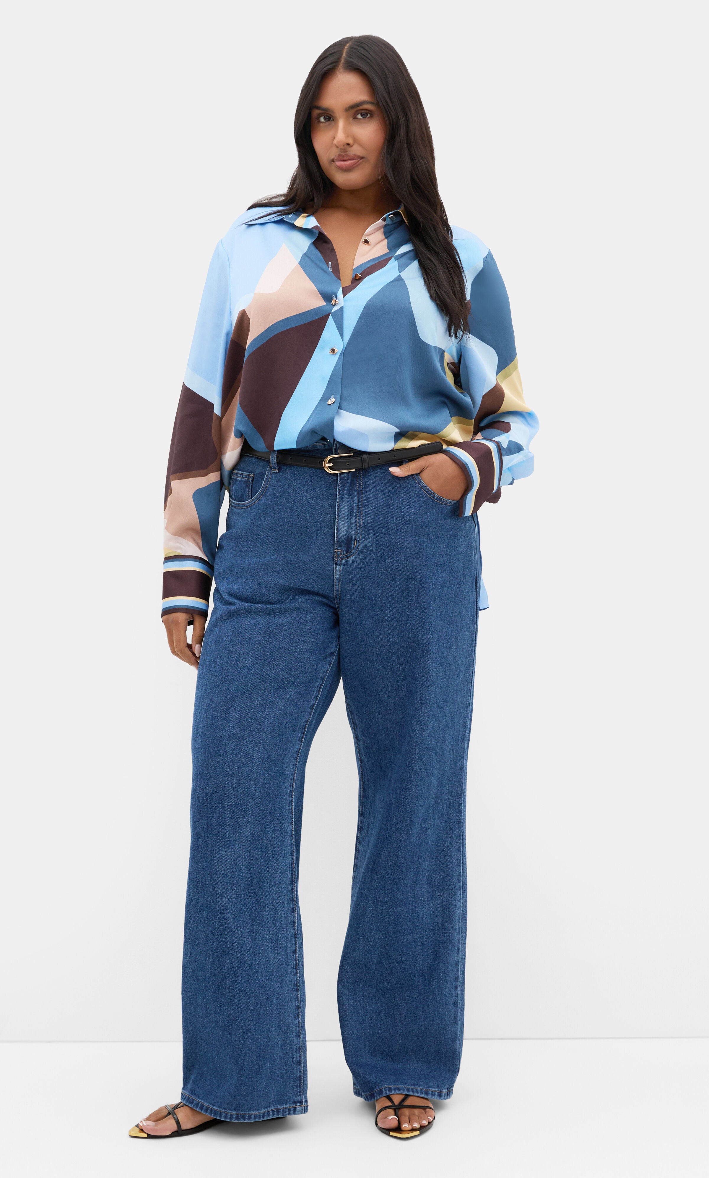 Amaya Abstract Print Shirt, BLUE, on-hover image number 1