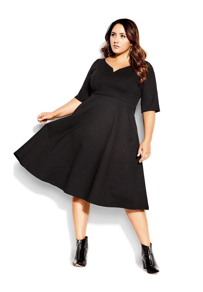 Cute Girl Elbow Sleeve Dress - black, BLACK, on-hover image number 1