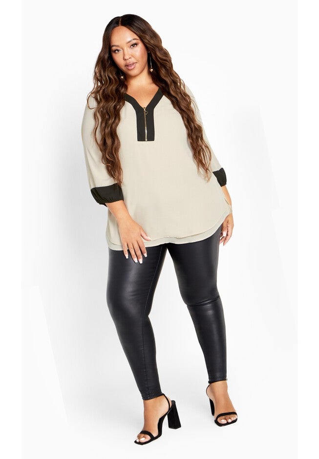 Melinda Zip Shirt, SAND BLACK, hi-res image number 0