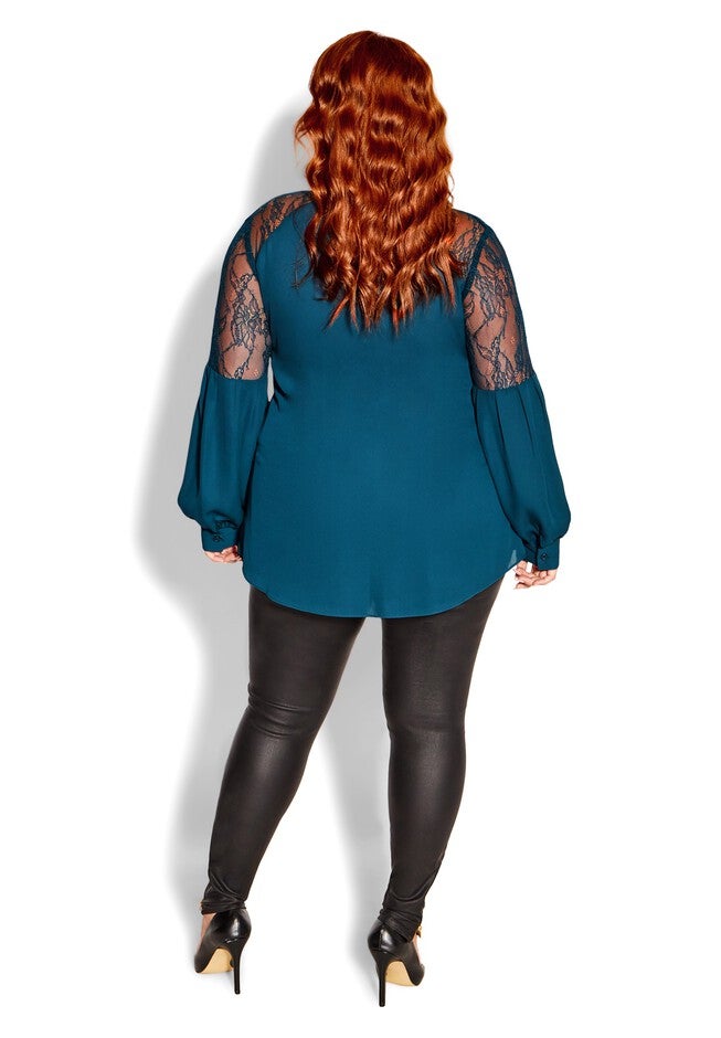 Mysterious Lace Top - peacock, GREEN, alternate image number 2