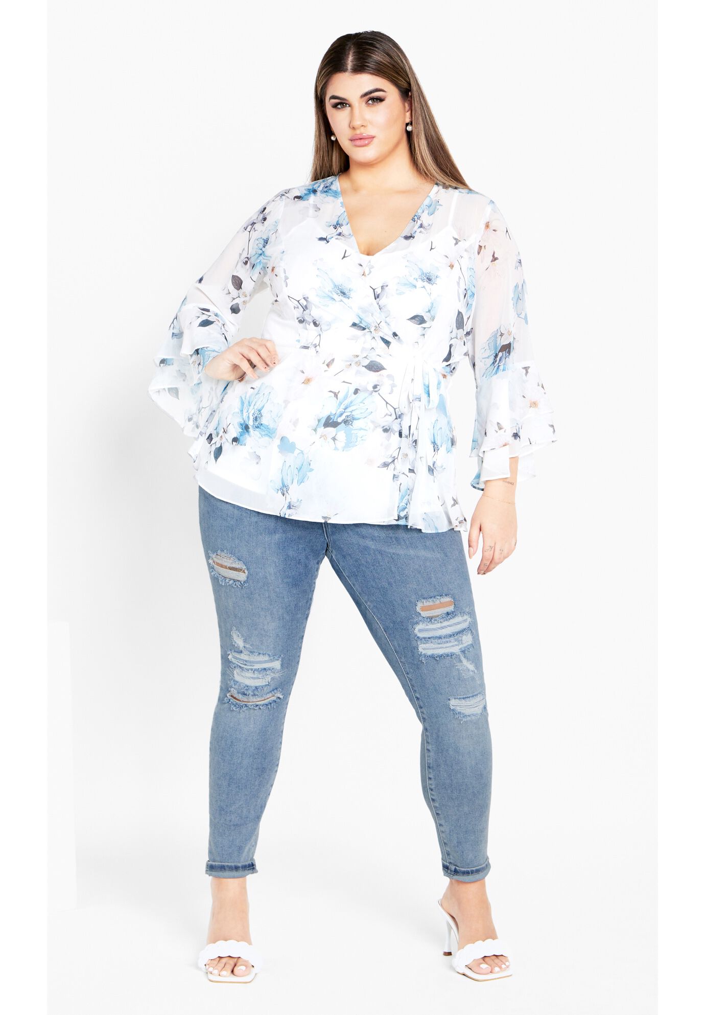 Kelly Print Top - ivory, WHITE, on-hover image number 1