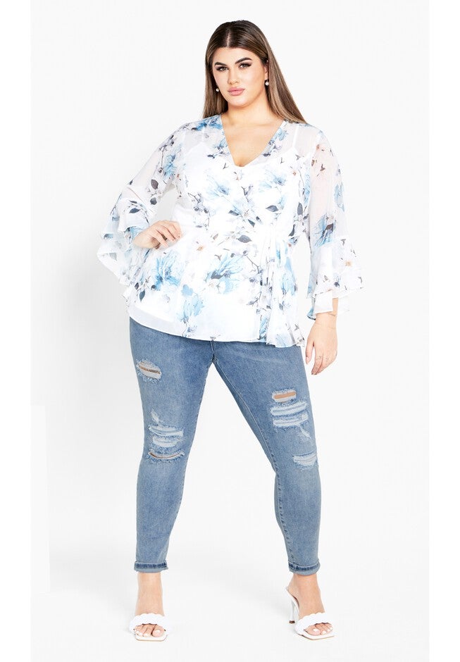 Kelly Print Top - ivory, WHITE, on-hover image number 1