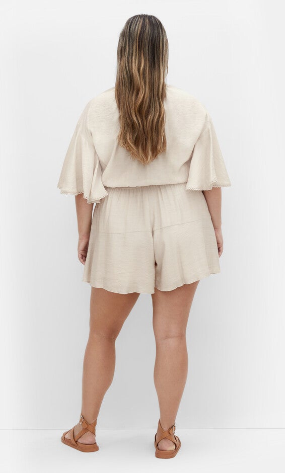 Harlow Lace Playsuit - oat, BEIGE, alternate image number null