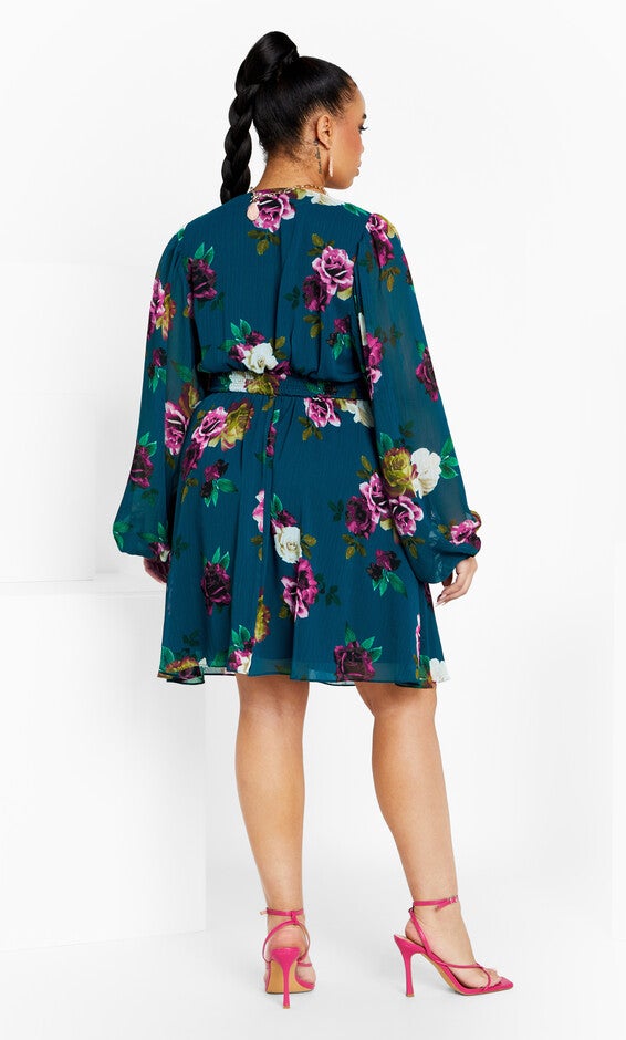 Khloe Print Dress - teal, GREEN, alternate image number null