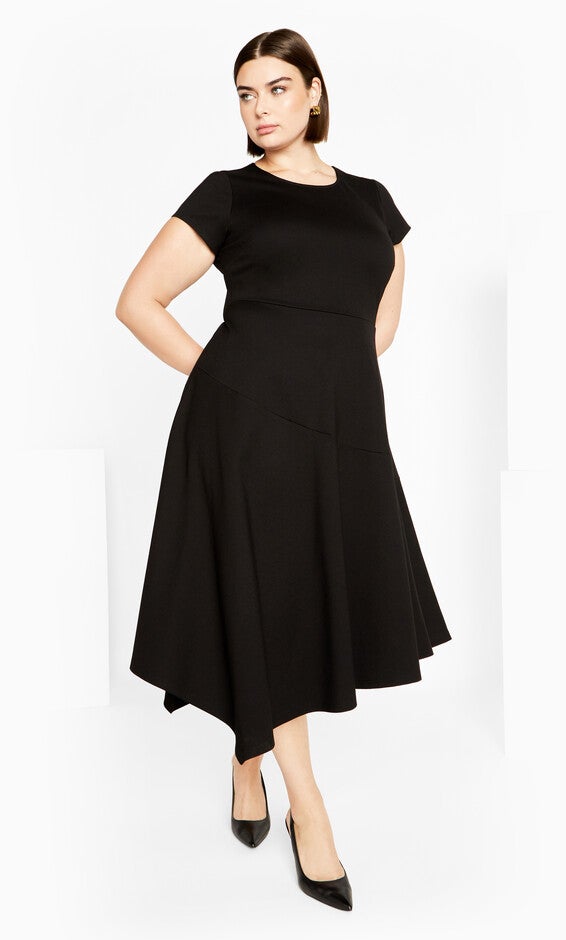 Ponte Flare Dress - black, BLACK, alternate image number null