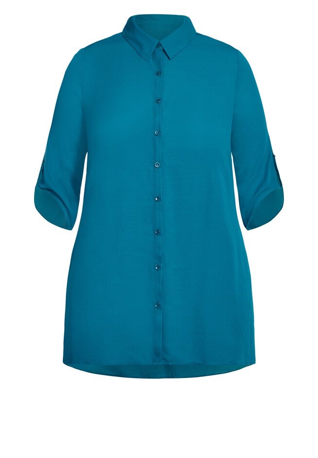 Longline Blouse, TEAL, alternate image number null