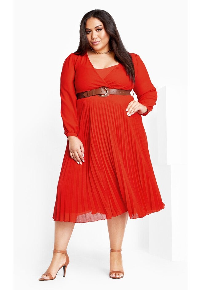 Precious Pleat Dress - tigerlily, ORANGE, on-hover image number null