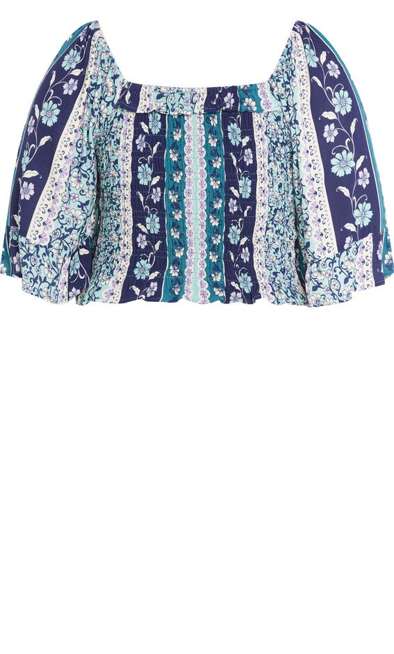 Samara Print Top - teal, BLUE, alternate image number null