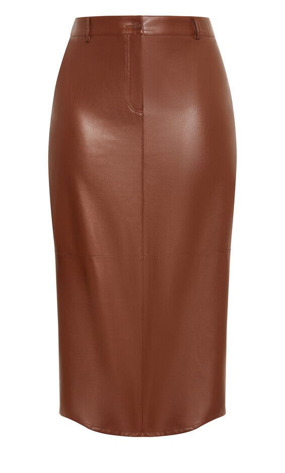 Faux Leather Ivy Skirt - nougat, NOUGAT, alternate image number null