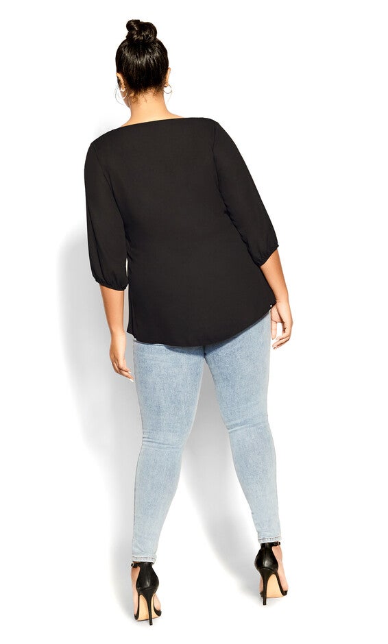 Sexy Fling Elbow Sleeve Top - black, BLACK, alternate image number null