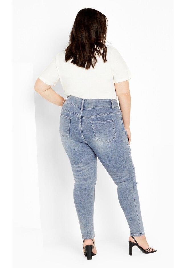 Harley Sassy Rips Jean - mid denim, BLUE, alternate image number null