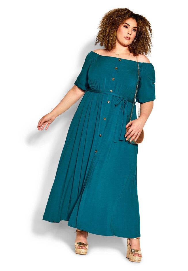 Tropical Tie Maxi Dress - harbor blue, BLUE, on-hover image number 1