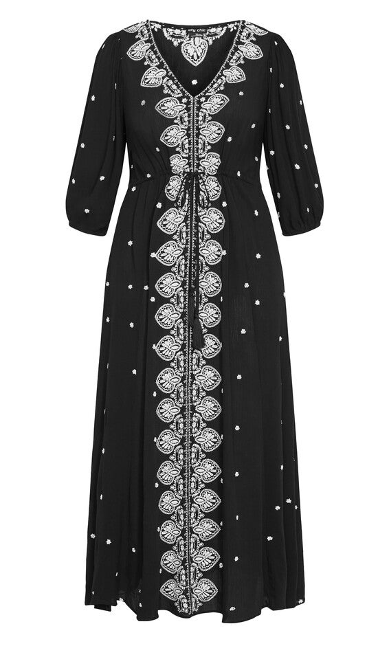 Ulla Embroidered Dress - black, BLACK, alternate image number 3