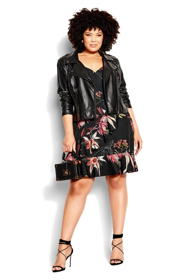 Botanical Floral Dress - black, BLACK, on-hover image number null