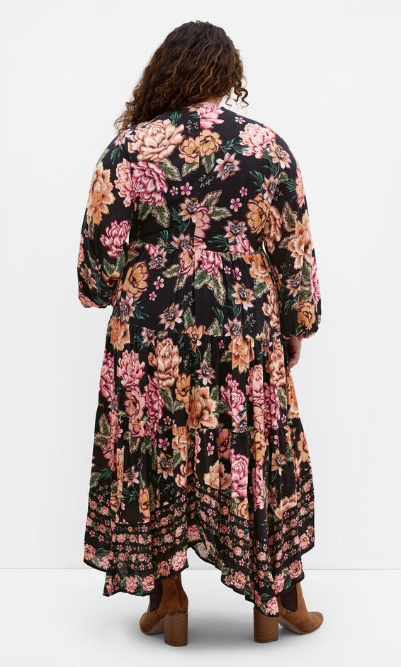 Devine Beauty Border Dress - black, BLACK, alternate image number null