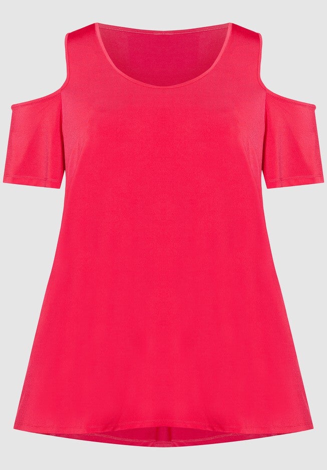 Claire Cold Shoulder Tunic, PERSIAN RED, on-hover image number null