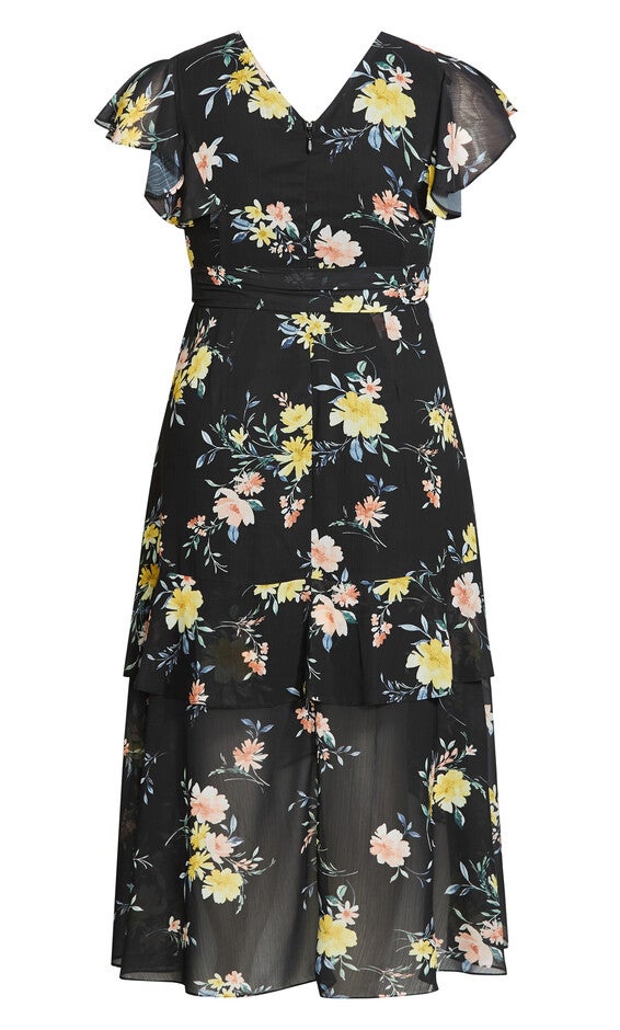 Flirty Tier Print Maxi Dress - black, GREY, alternate image number 6