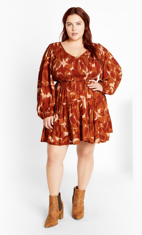 Jemma Mini Print Dress - amber multi, AMBER, alternate image number null
