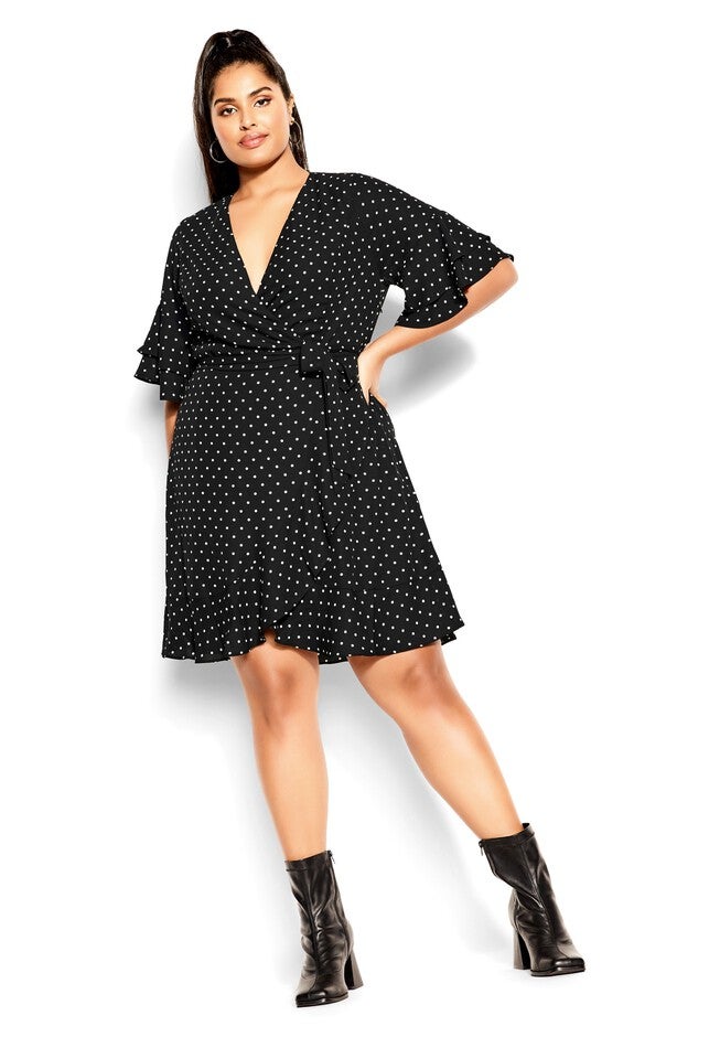 Isabella Print Dress - black, BLACK, hi-res image number null