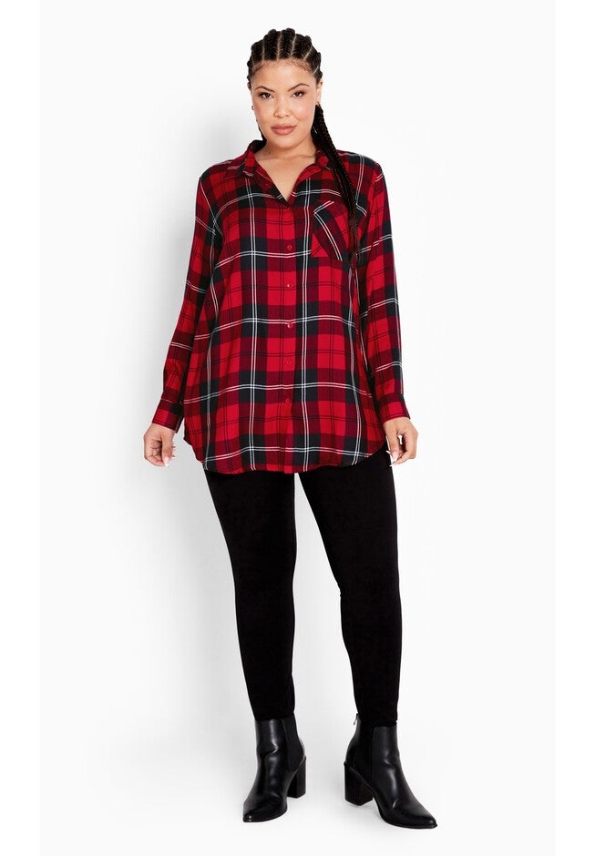 Kylee Check Shirt, RED BLACK, alternate image number null