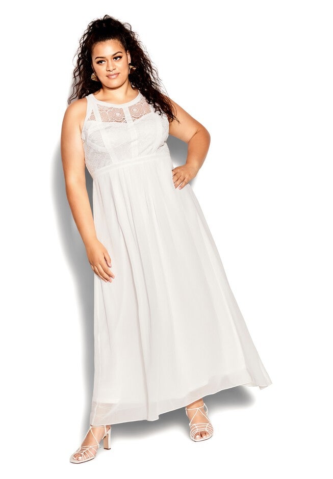 Paneled Bodice Maxi Dress - ivory, WHITE, hi-res image number null
