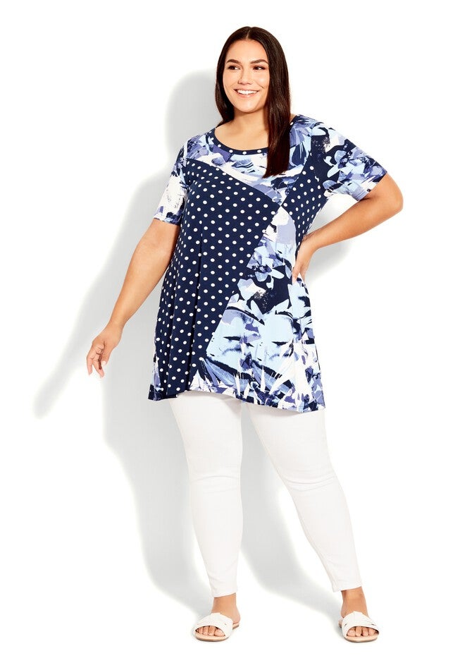 Felicity Spliced Tunic, NAVY STARBURST, hi-res image number null