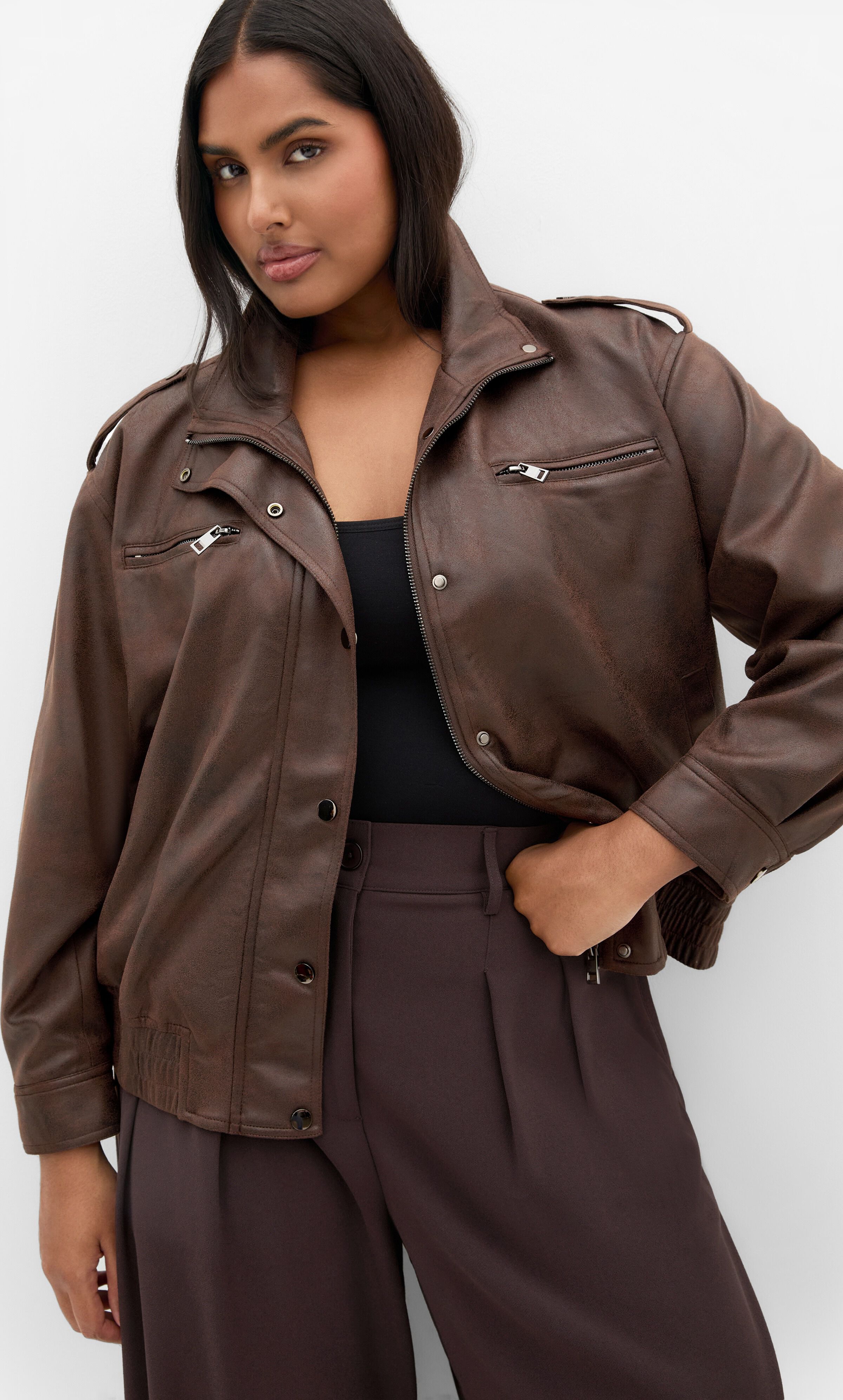 Jorja Bomber Jacket, BROWN, alternate image number 5
