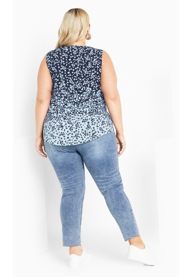 Liana Border Top, BLUES FLORAL ANIMAL, on-hover image number null
