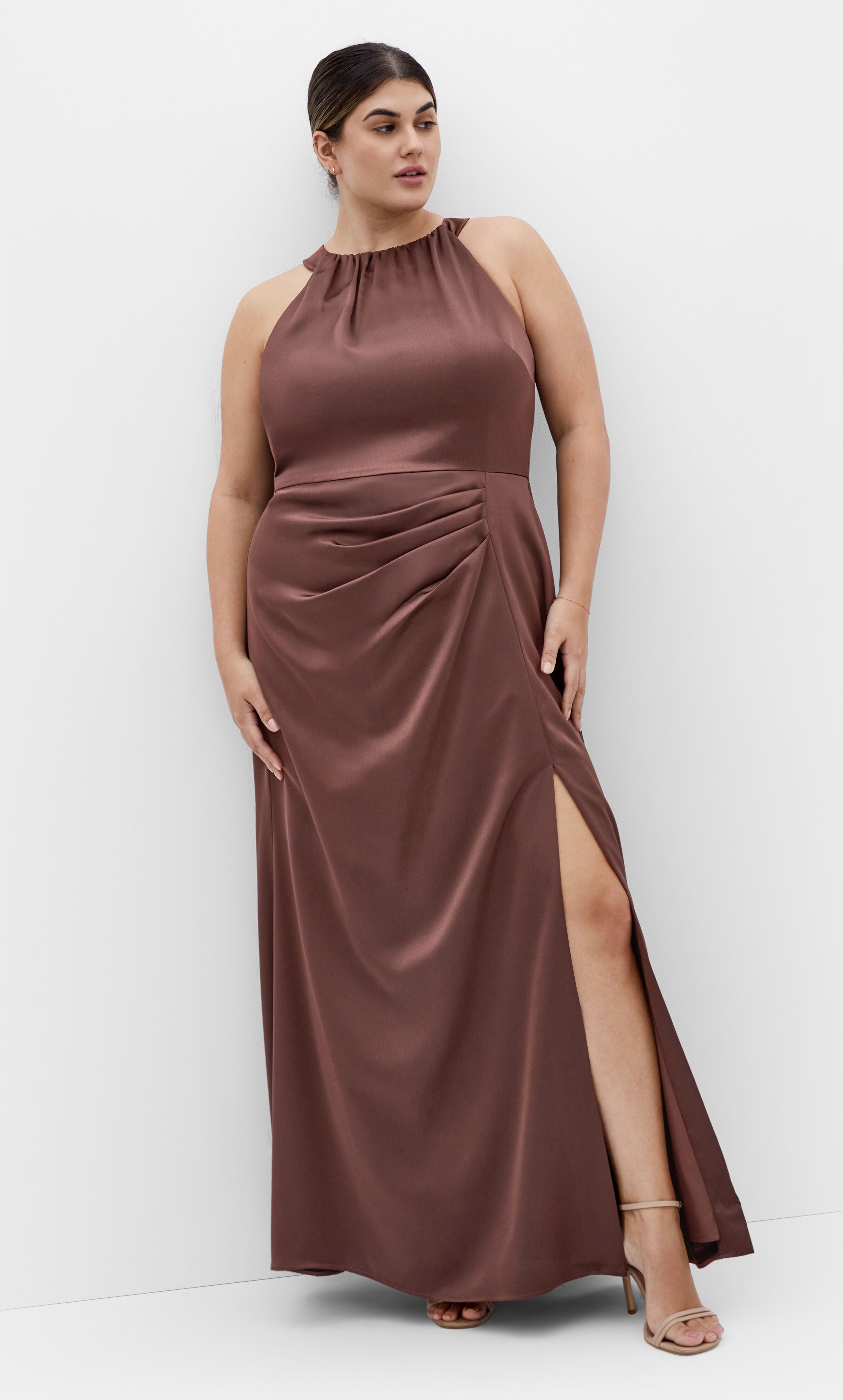 Celina Halter Maxi Dress - raisin, BROWN, hi-res image number 0
