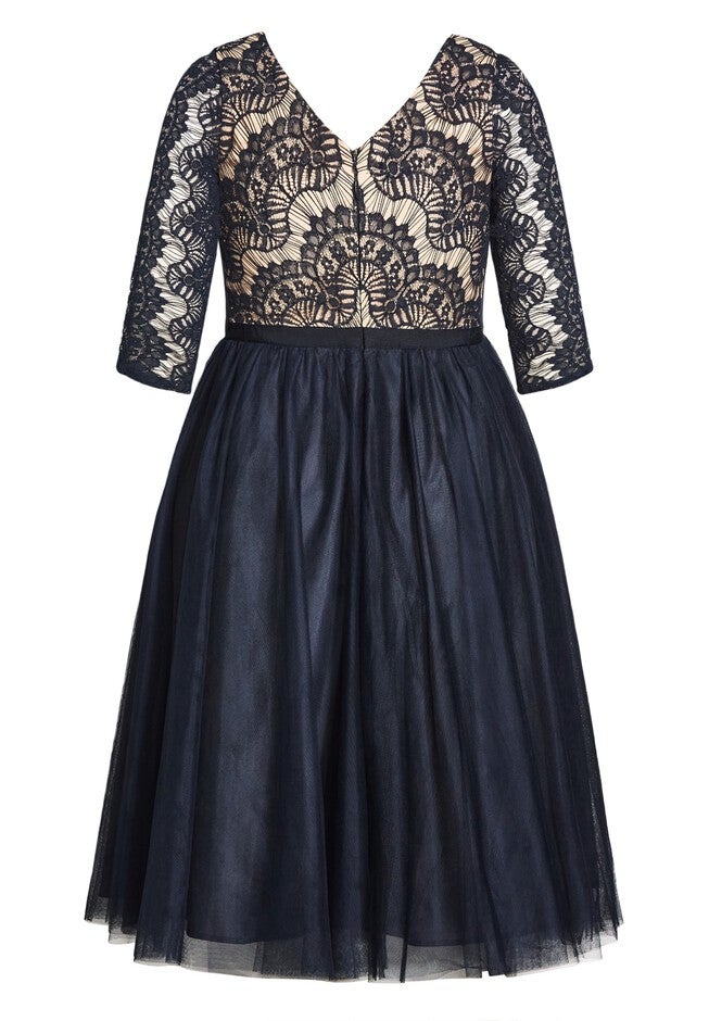 Beauty Elbow Sleeve Dress - navy, BLUE, alternate image number null