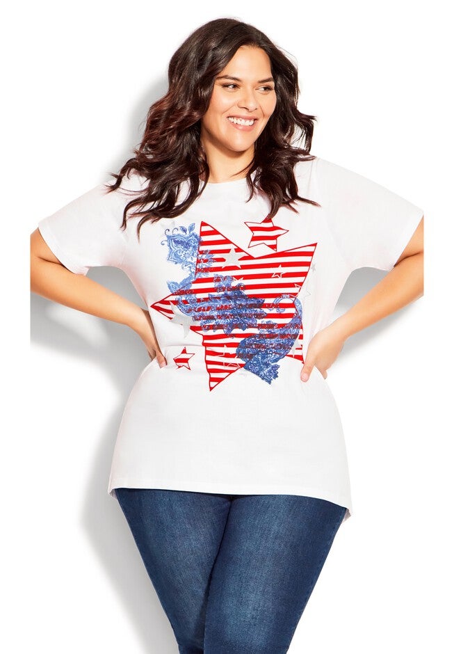 Graphic Print Top, RED WHITE AMERICA, hi-res image number null
