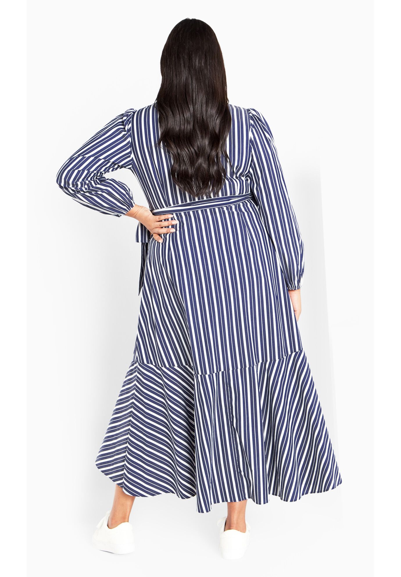 Sue Wrap Dress, NAVY WHITE, on-hover image number 1