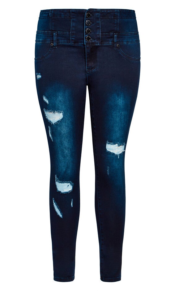 Asha Rip Corset Jean - dark denim, BLUE, alternate image number null