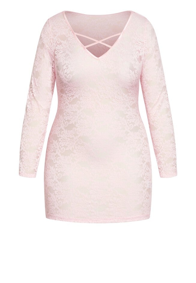 Sheer Lace Chemise - soft pink, PINK, alternate image number 3