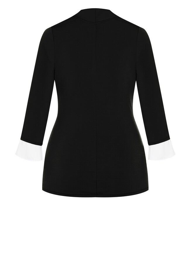 Roselyn Wrap Top, BLACK WHITE, alternate image number null