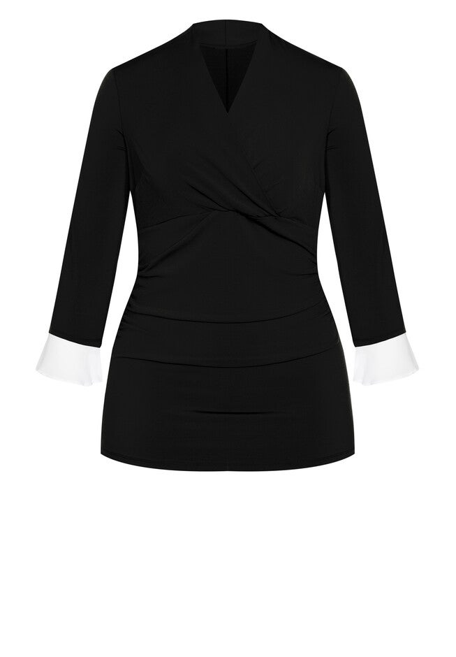 Roselyn Wrap Top, BLACK WHITE, alternate image number null