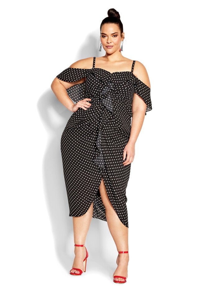 Gina Spot Dress - black, BLACK, alternate image number null