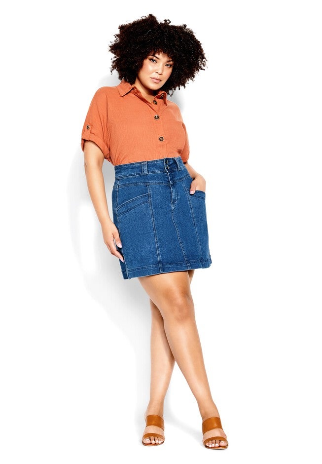 Coastal Skirt - mid denim, BLUE, on-hover image number 1