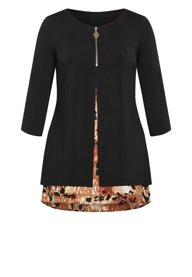 Tamara Print Tunic, BLACK ANIMAL, alternate image number null