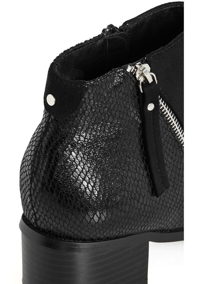 Arla Ankle Snake Skin Effect Boot, BLACK, alternate image number null