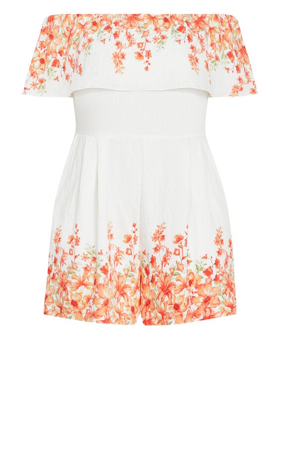 Poppy Print Playsuit - ivory, ORANGE, alternate image number null
