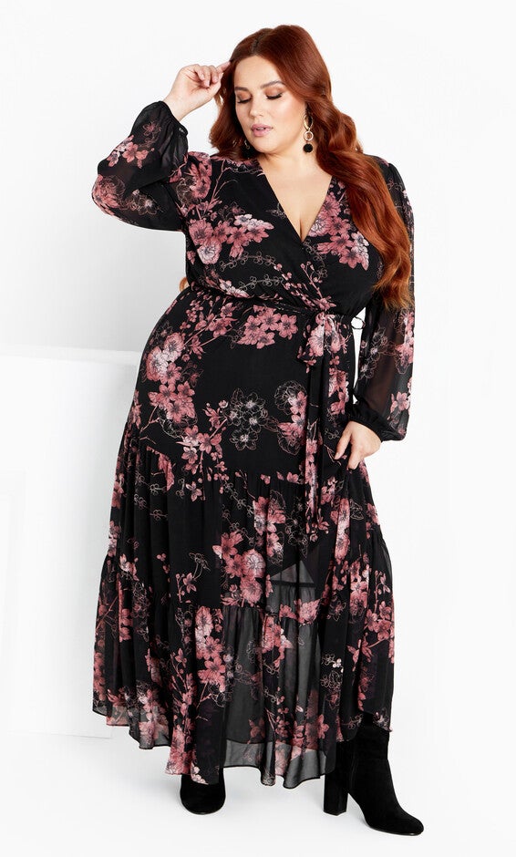 Bold Blossom Maxi Dress - black, BLK BOLD BLSM, alternate image number null
