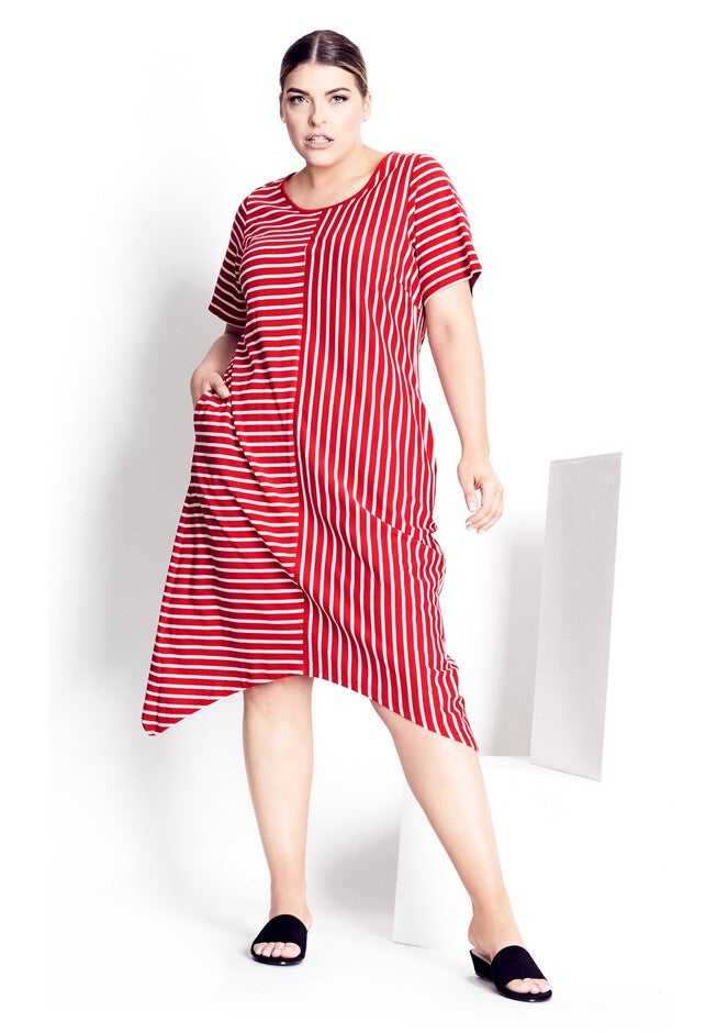 Zena Stripe Dress - red, RED, hi-res image number null