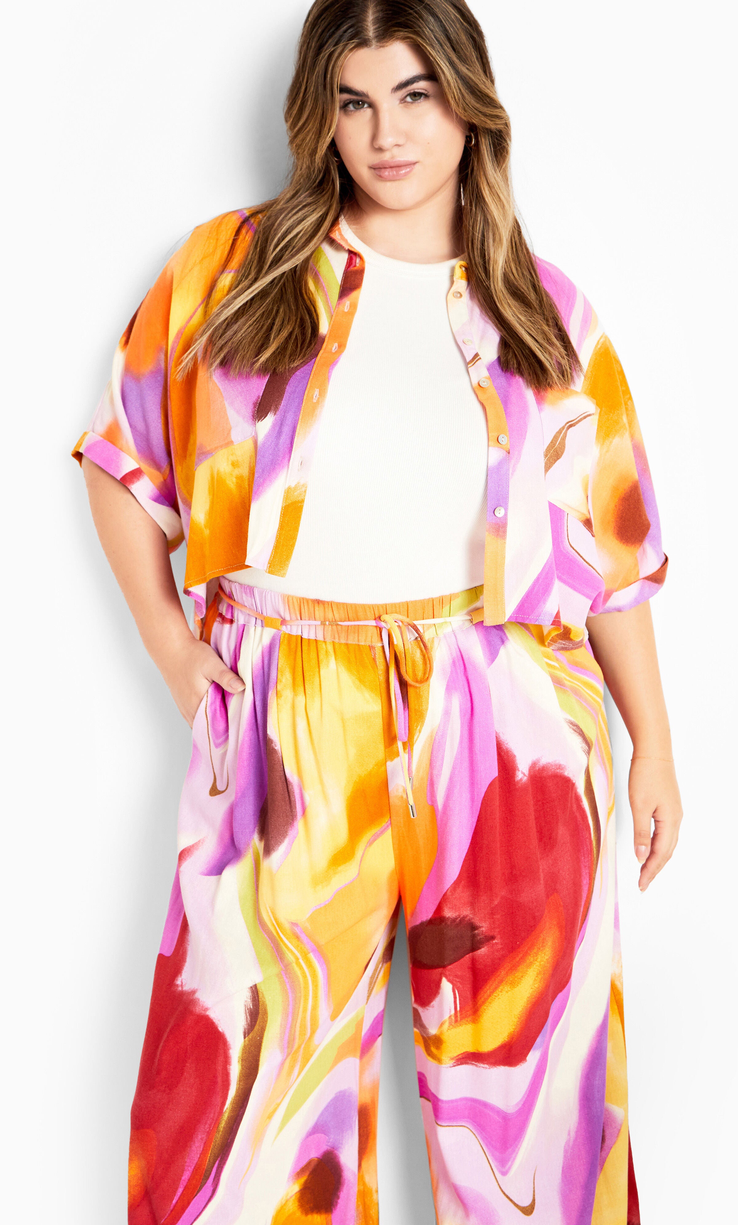 Esme Print Pant - yellow, PURPLE, alternate image number 1