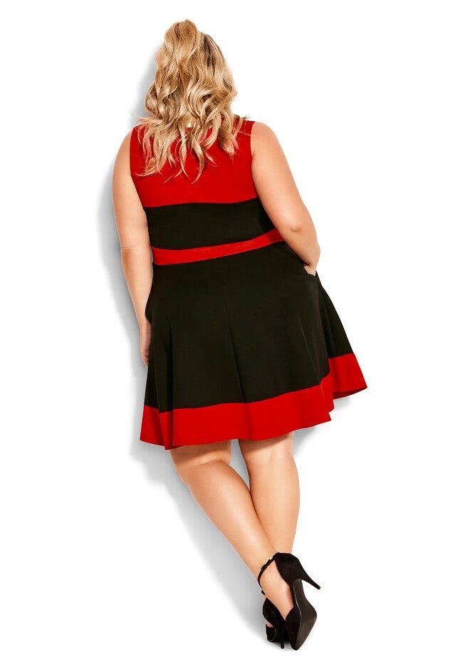 Retro Splice Dress - red, BLACK, alternate image number 4