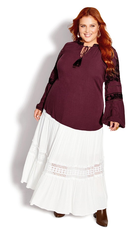 Spirit Embroidered Top - wine, RED, alternate image number null