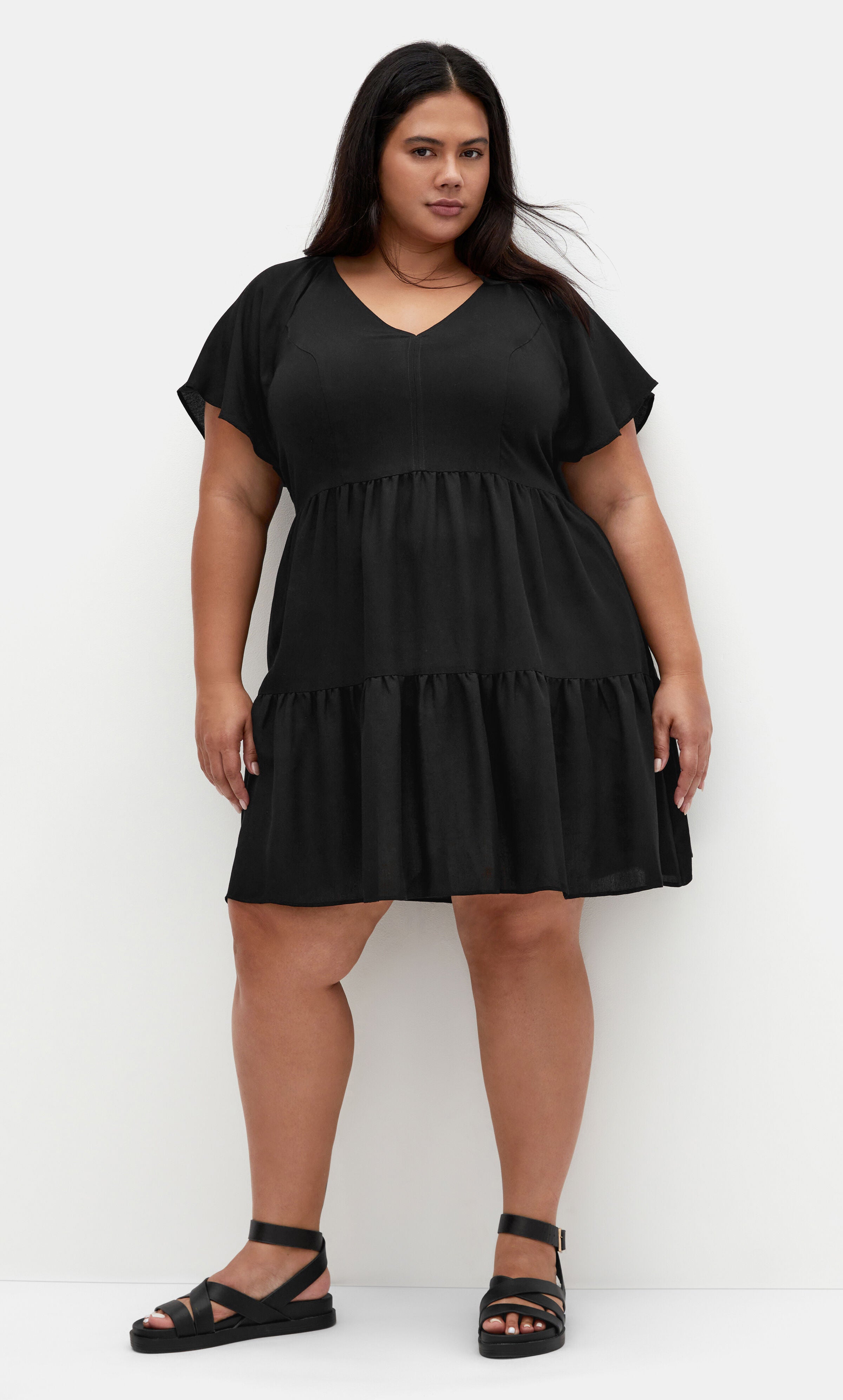 Frill Mini Dress - black, BLACK, hi-res image number 0