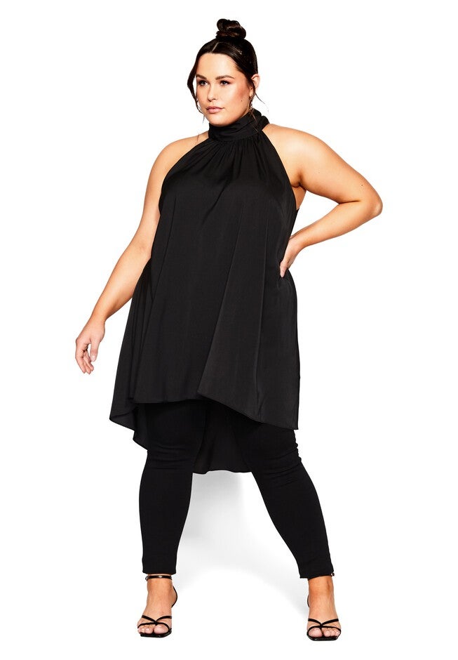 Hi Lo Shine Tunic - black, BLACK, on-hover image number 1