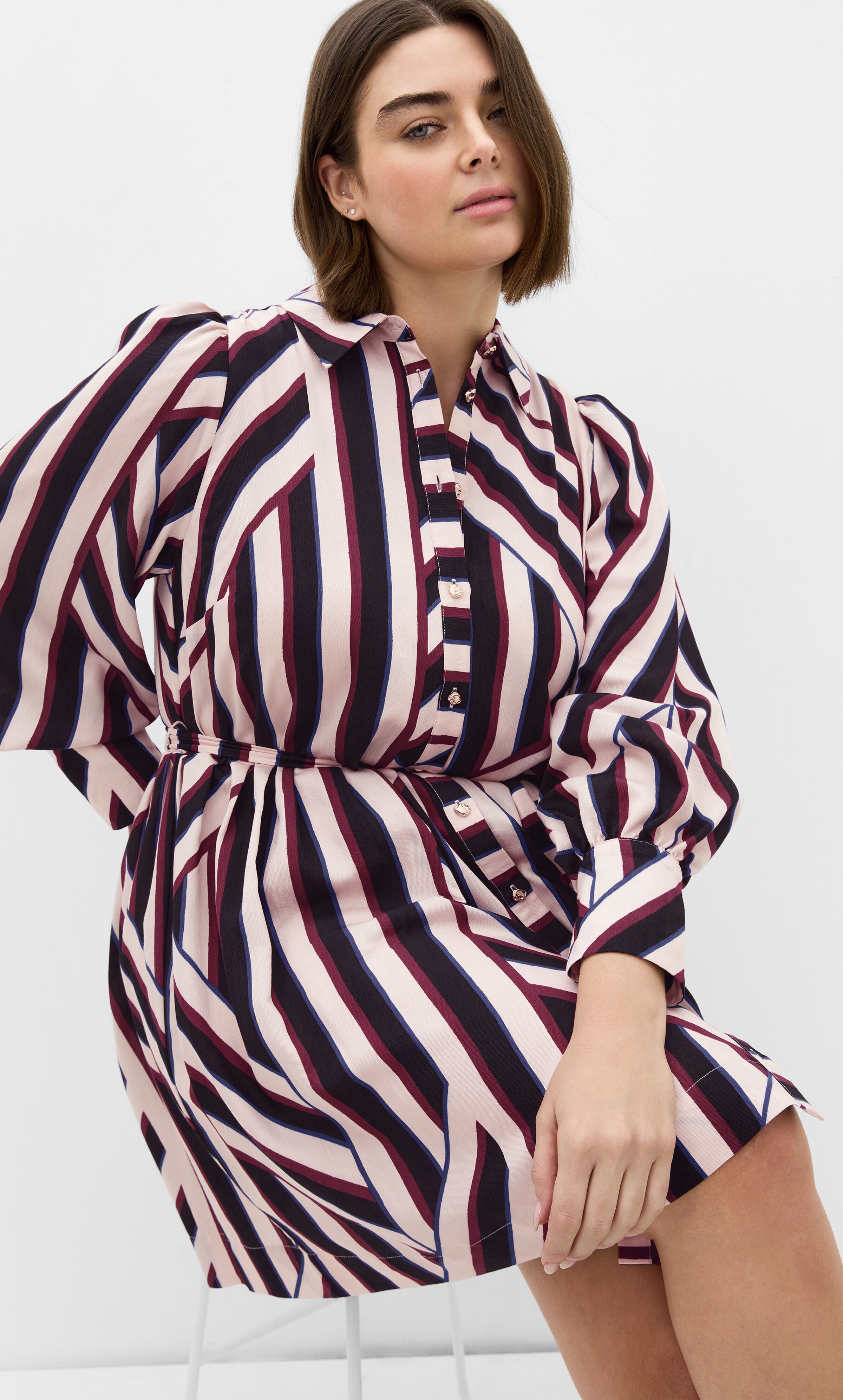 Timeless Stripe Mini Dress, BLACK, hi-res image number 0