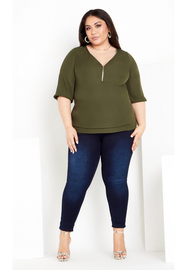 Sexy Fling Elbow Sleeve Top - jungle, GREEN, alternate image number null